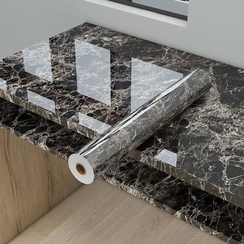 40cm Marble Self-adhesive Wallpaper Bathroom Kitchen Cabinet Countertop Contact paper PVC Waterproof Wall Stickers