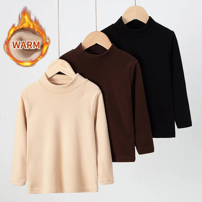 1/3 Piece Children's Mid-collar Bottoming Shirt in Autumn And Winter Solid Color Joker Girls' Long sleeve T-shirt Boys' Casual S