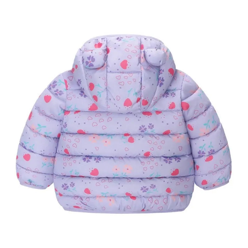 Children Boys Baby Hooded Lightweight Down Jackets Warm Outerwear Autumn Kids Girls Coats Cartoon Dinosaur Print Casual Clothing