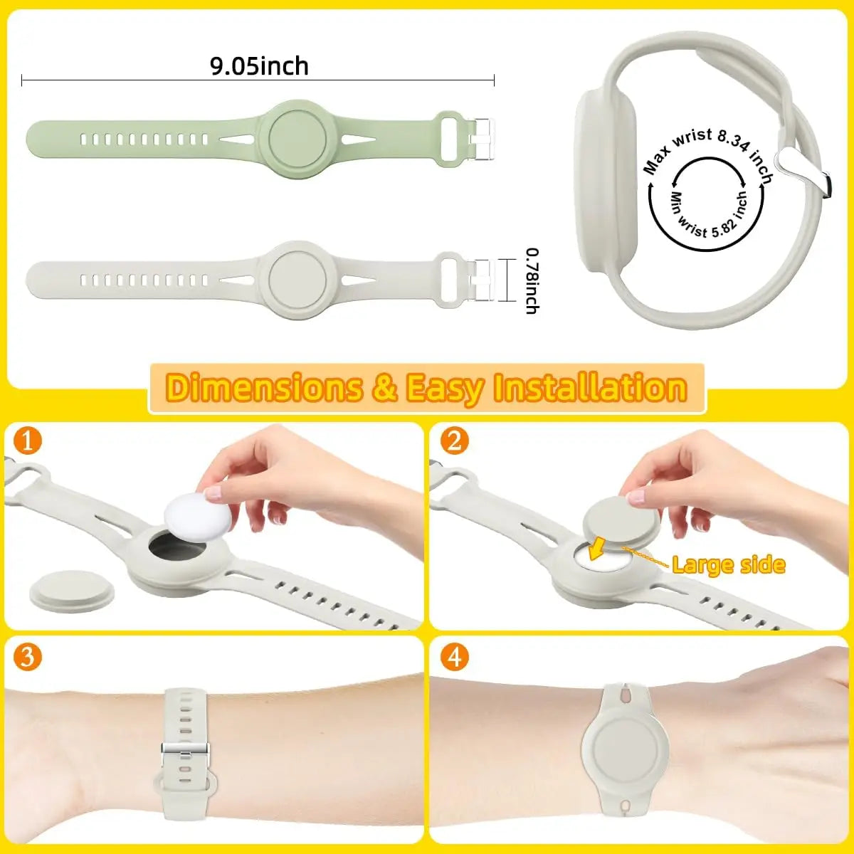 Airtag Bracelet for Kids Waterproof, Silicone Wristband Case Cover for Anti-lost Band StraP Hidden Accessories for Toddler Child