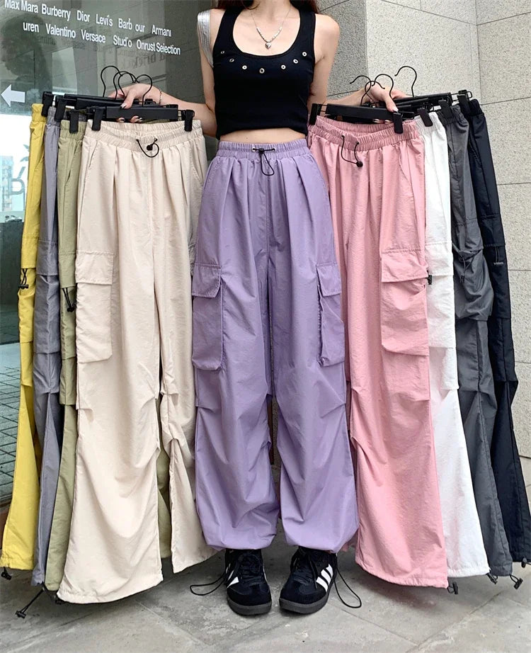 High Waist Wide Leg Workwear Pants Women's Spring 2024 Loose Sun Protection Casual Sports Thin Style Fashionable Trousers