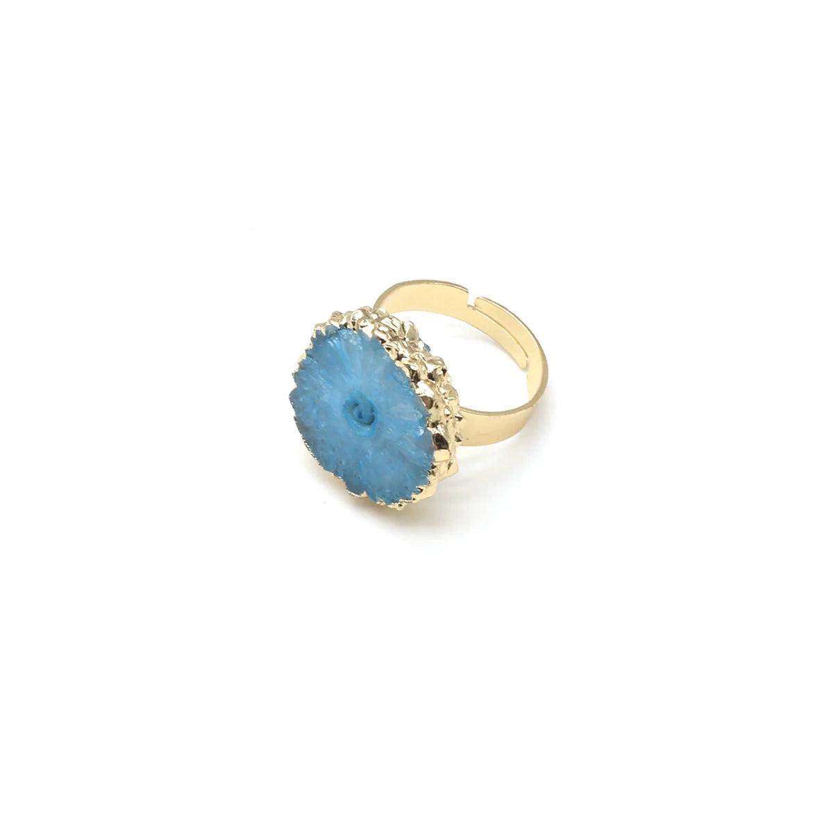 Natural Semi Precious Stones Irregular Crystal Druzy Rings Reiki Healing Embryo Agate Jewelry Accessories Party Gifts for Women