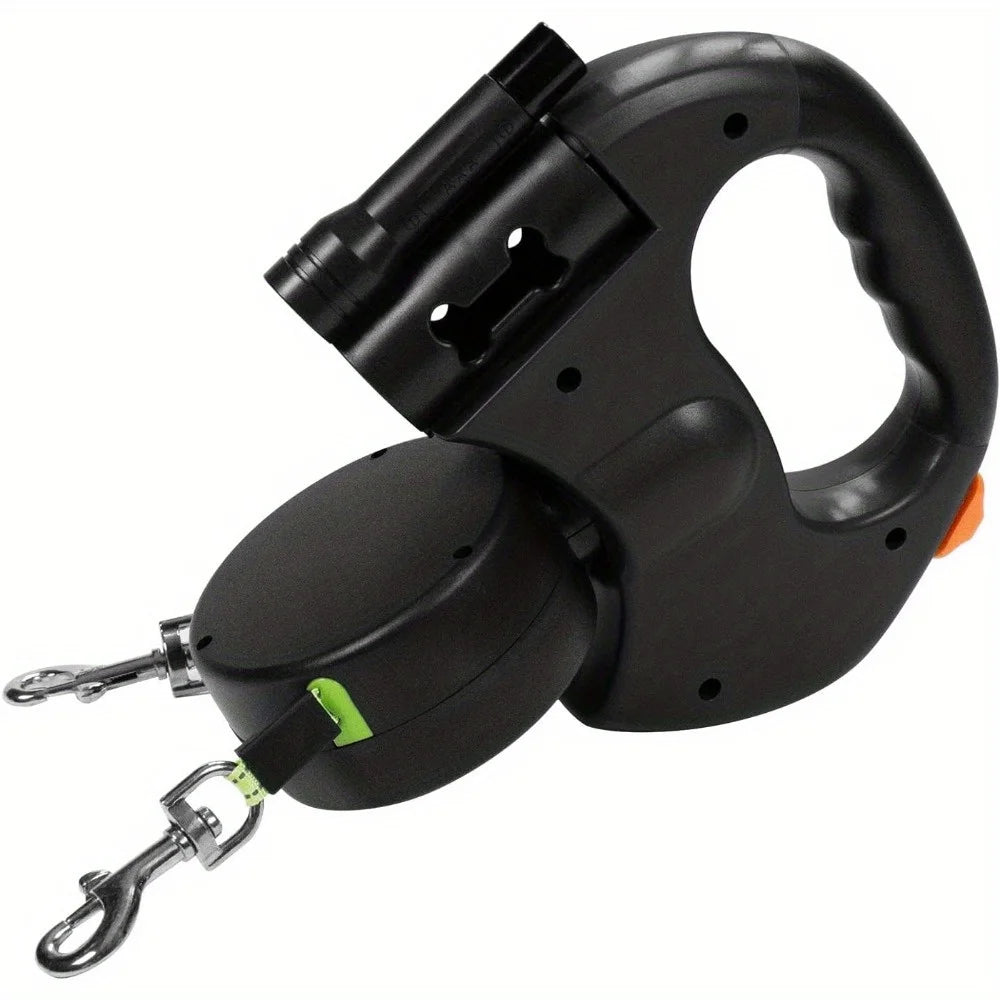 2-in-1 Dual-Headed Automatic Retractable Dog Leash for Medium-Small Breed, Teacup Poodle, Bichon Frise, Corgi, ABS Material