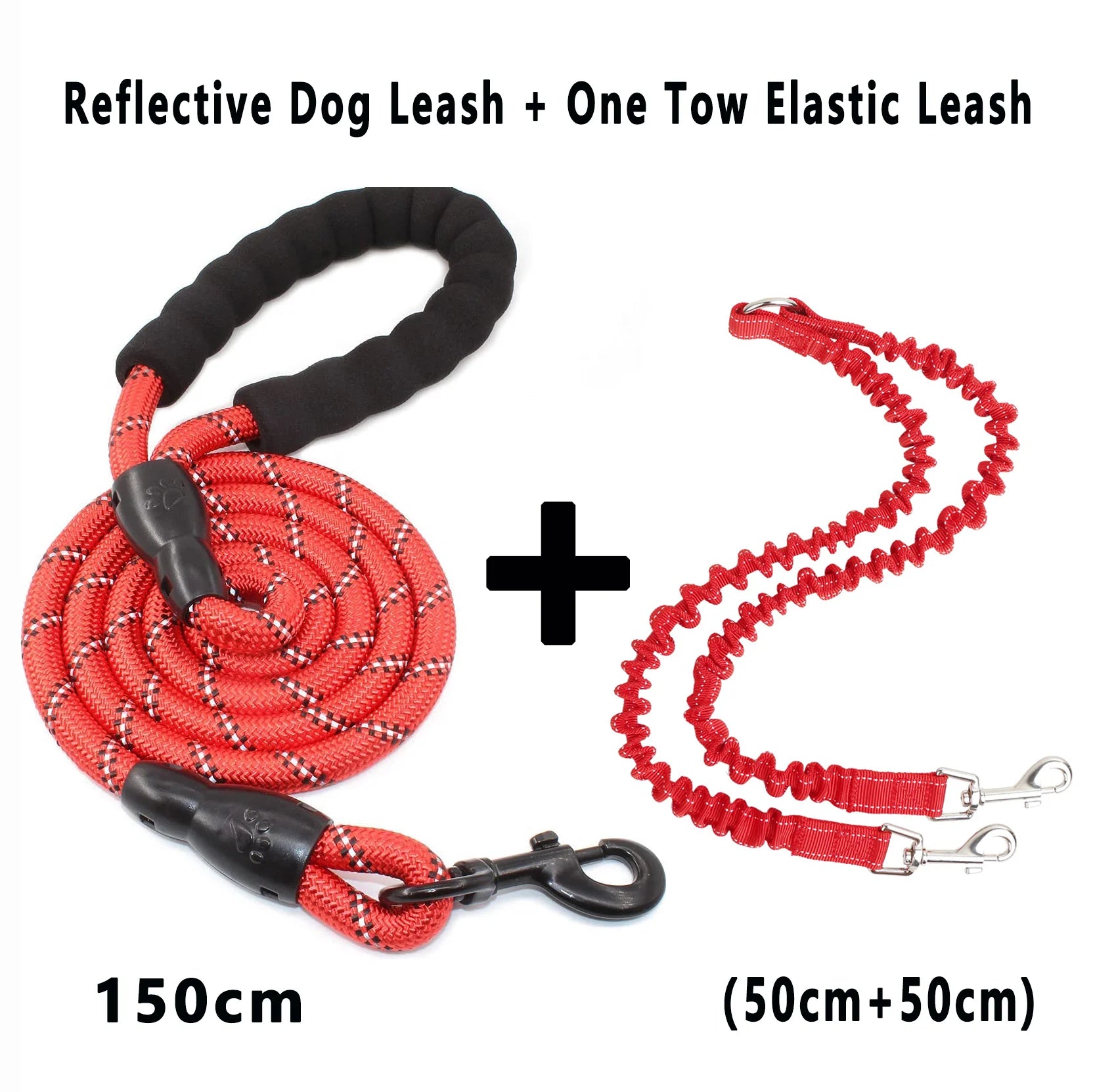 Double Dog Leash 360 Swivel No Tangle Walking Leash Shock Absorbing Bungee for Two Dogs Retractable Elastic Luminous Dog Leash