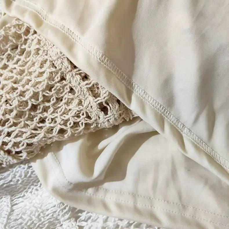 Retro Hollow Knitted Crochet Women's Solid Color Skirt 2025 Summer Fashion Lace Patchwork Female High Waisted Skirt