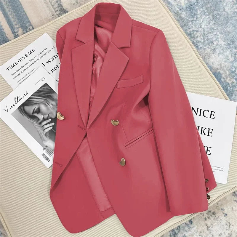 2025 Spring and Autumn New Korean fashion British Style Solid Blazer Women Clothing French Texture Fashion Small Suit Coat Women