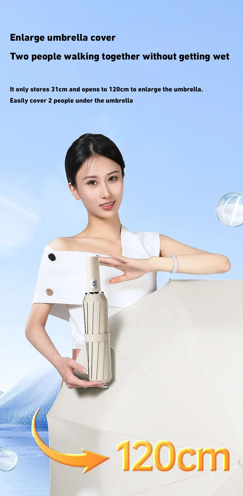 Xiaomi Automatic Umbrella 24 Bone Solid Color Automatic Umbrella Light Collapsible Large Size Outdoor Sunshade Uv Protection