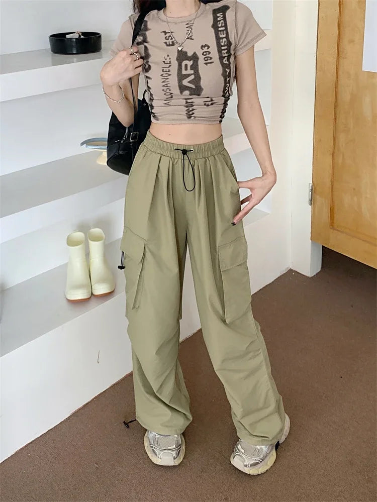 High Waist Wide Leg Workwear Pants Women's Spring 2024 Loose Sun Protection Casual Sports Thin Style Fashionable Trousers