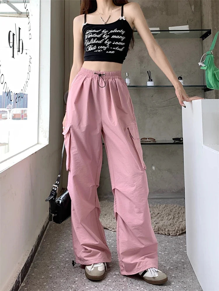 High Waist Wide Leg Workwear Pants Women's Spring 2024 Loose Sun Protection Casual Sports Thin Style Fashionable Trousers