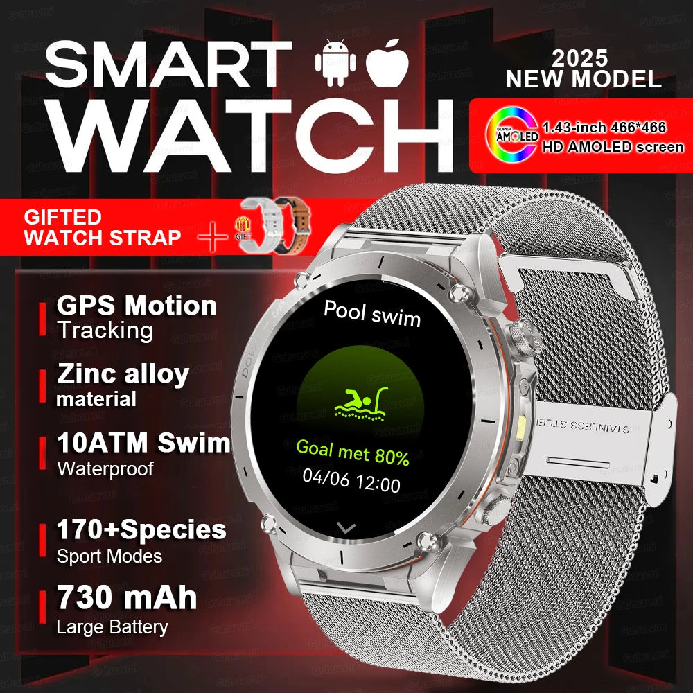 Men New Outdoors Sports Military GPS SmartWatch 10ATM Waterproof 730mAh High Battery Compass NFC HD Call For Huawei Xiaomi Watch