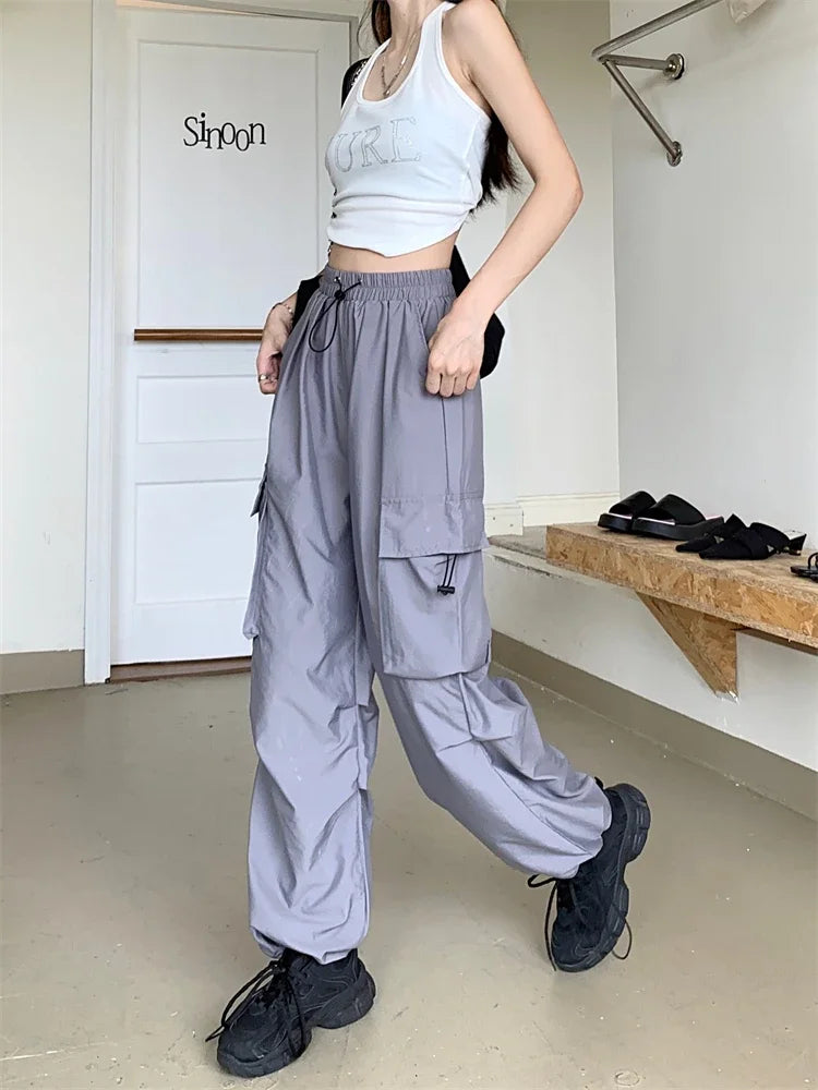 High Waist Wide Leg Workwear Pants Women's Spring 2024 Loose Sun Protection Casual Sports Thin Style Fashionable Trousers