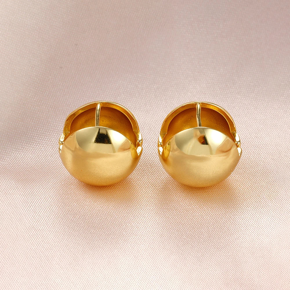 2025 Gold Silver Color Ball Round Simple Hight Quality Luxury Earrings Punk Geometric Stud Earrings For Women Party Jewelry Gift