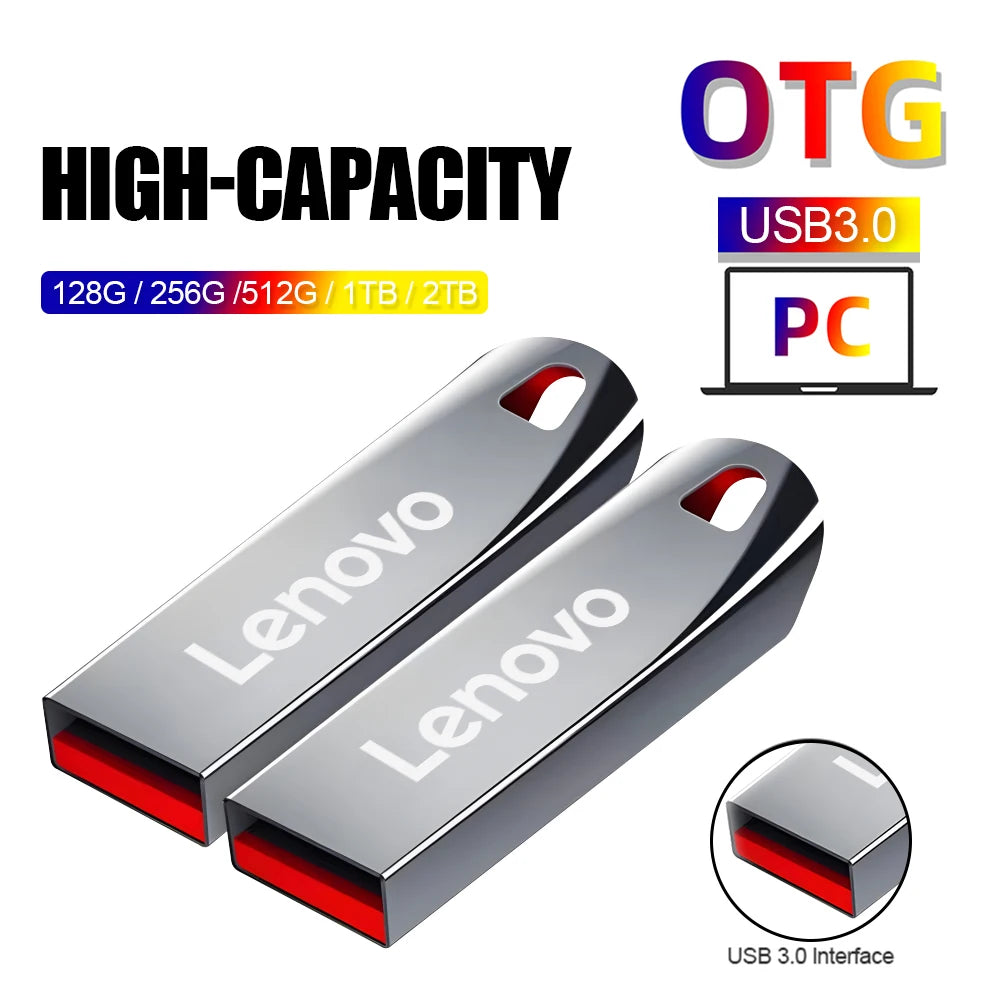 Lenovo U Disk 2TB 256GB 512GB Metal USB3.1 Dustproof Titanium Gamer Design USB Flash Drive 128GB Pen Drive 512GB 1TB
