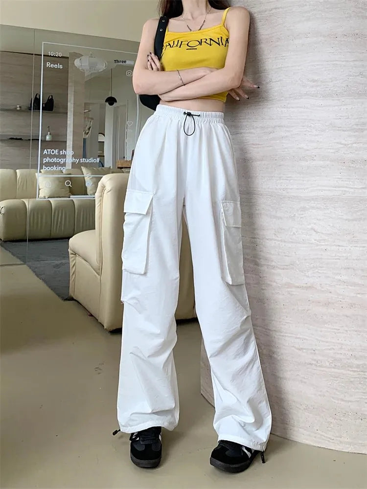 High Waist Wide Leg Workwear Pants Women's Spring 2024 Loose Sun Protection Casual Sports Thin Style Fashionable Trousers