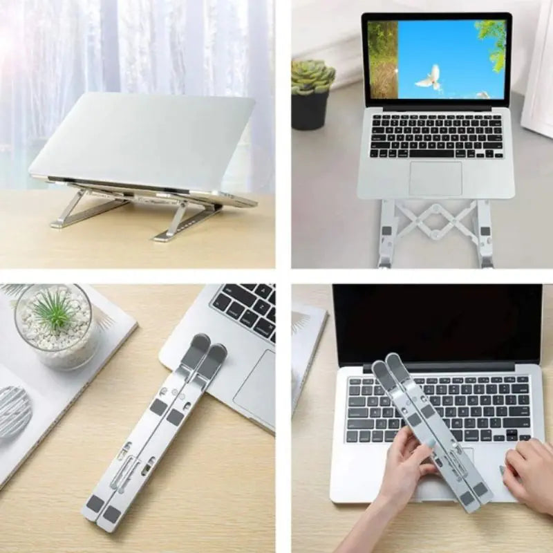 Suporte de Alumínio Ajustável – Mais Conforto para Trabalhar Melhor! Regulável Para Notebook E Macbook Escritório