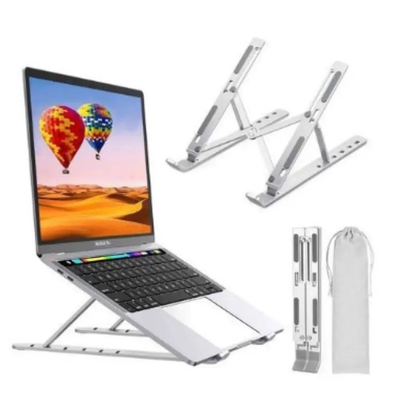 Suporte de Alumínio Ajustável – Mais Conforto para Trabalhar Melhor! Regulável Para Notebook E Macbook Escritório