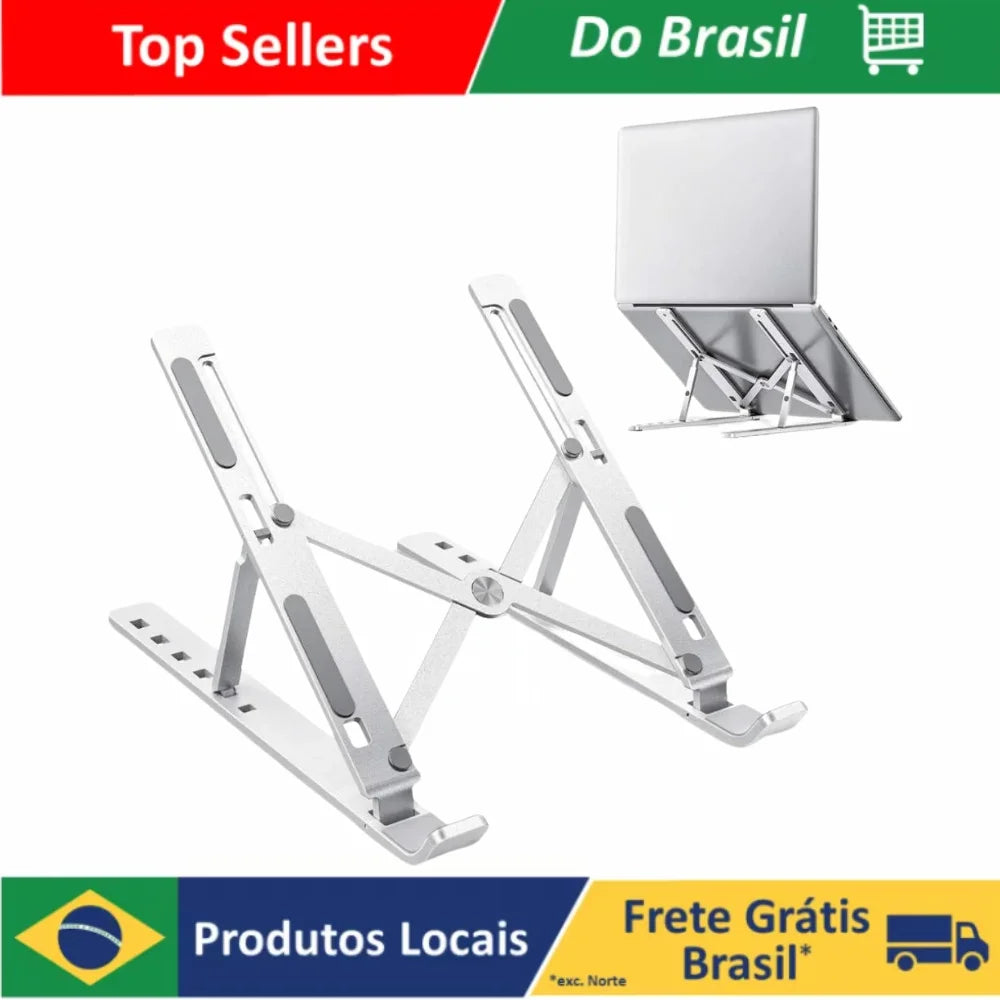 Suporte de Alumínio Ajustável – Mais Conforto para Trabalhar Melhor! Regulável Para Notebook E Macbook Escritório