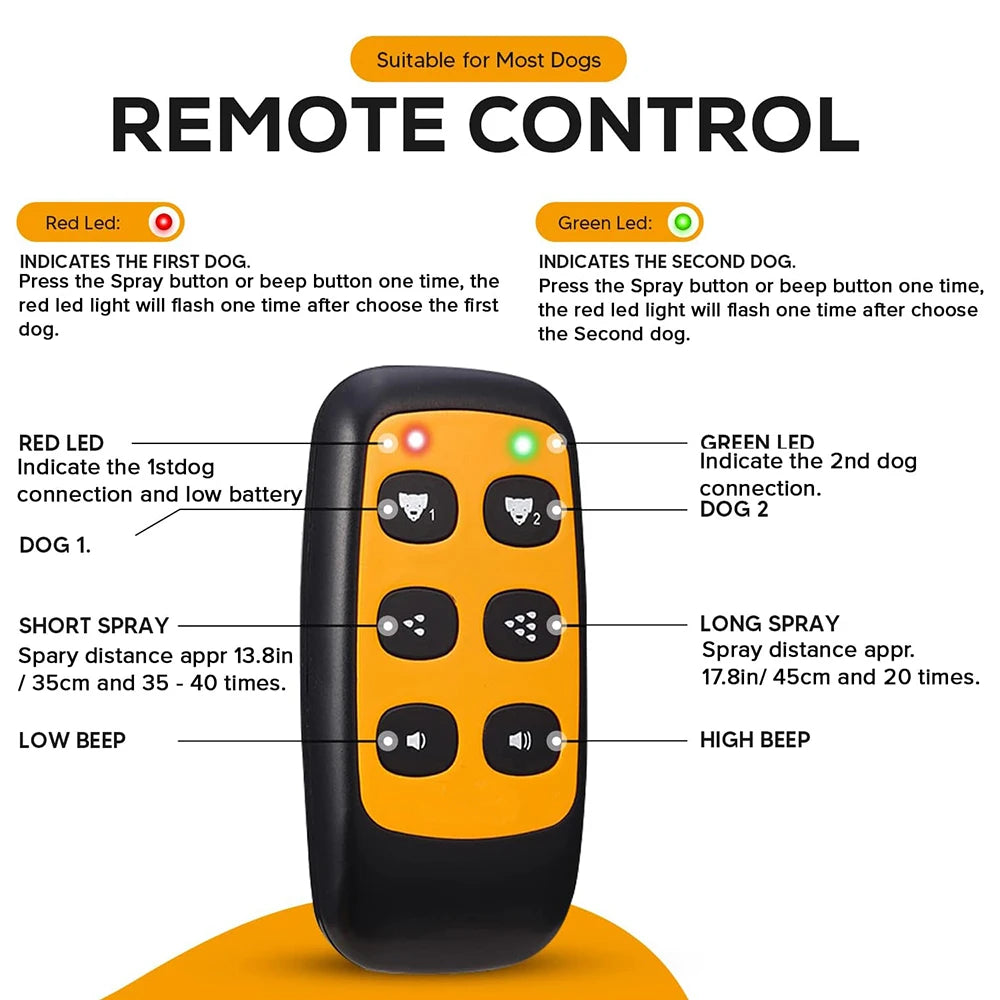 2 in 1 Citronella Dog Anti bark Training Collar Auto &Remote Control Safe Humane Spray Dog Training Collar for Small large Dogs