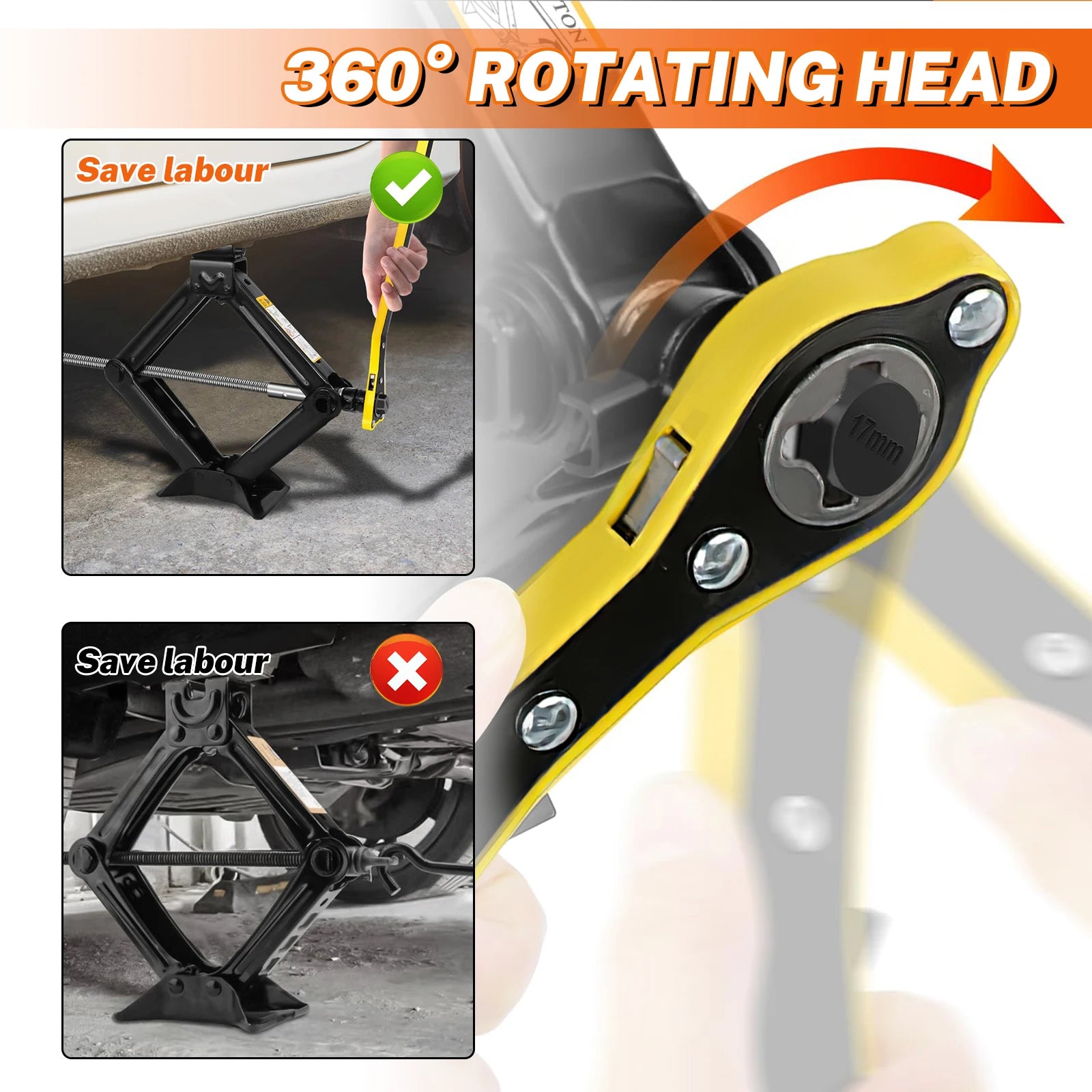 Car Jack 2T Portable Labor-saving Hand-cranked Car Scissor Jack Car Repair and Tire Replacement Special Tool for Car SUV