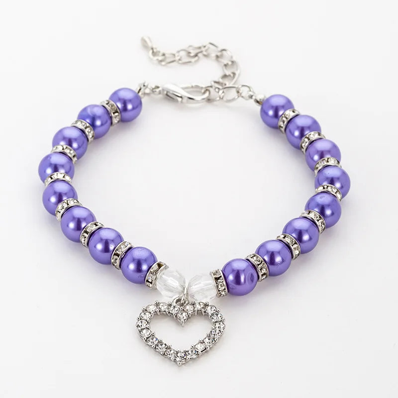 Rhinestone Pet Collar Puppy Dog Cat Imitation Pearl Necklace Pet Accessories Lovely Fashion Pets Dogs Cats Collar
