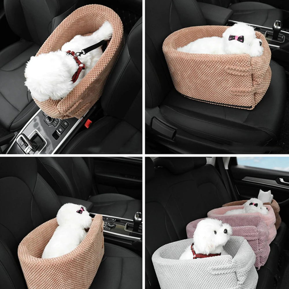 Portable Pet Dog Car Seat Central Control Dog Carrier Non-slip Safe Car Armrest Box Booster Bed For Small Dogs Cats Puppy Travel