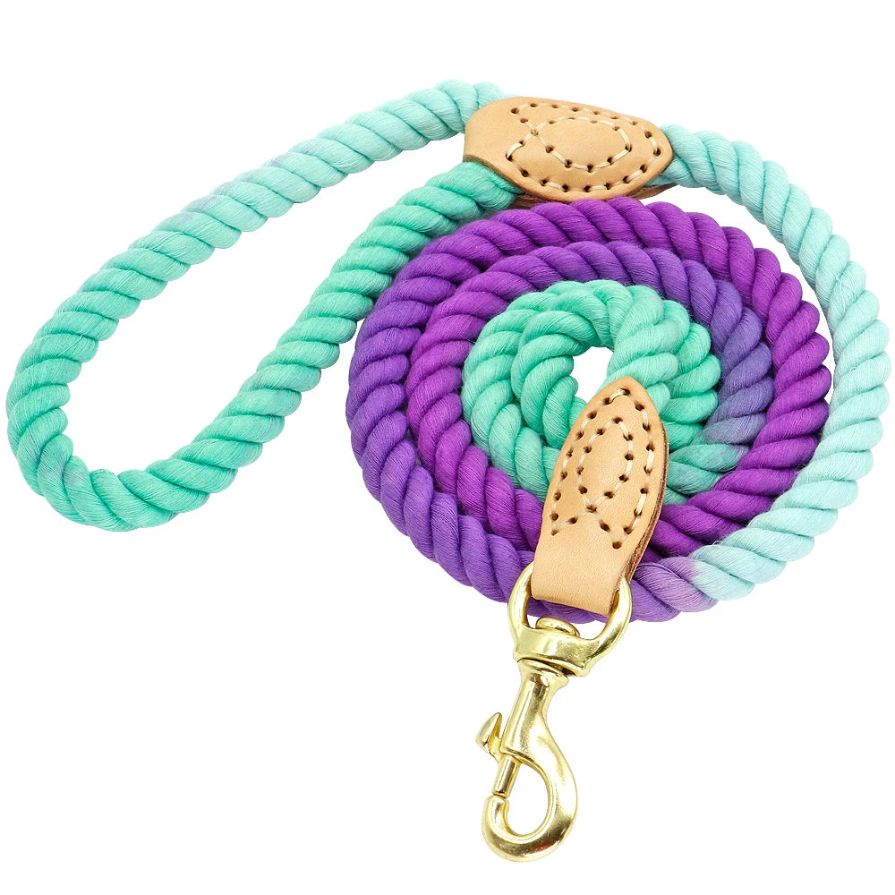 150cm Dog Leash Round Cotton Dogs Lead Rope Colorful Pet Long Leashes Belt Outdoor Dog Walking Training Leads Ropes