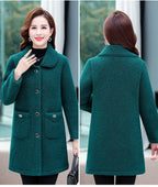 Middle-aged Mothers Faux lamb Wool Coat 2024 Autumn Winter Loose Long-sleeve Outerwear Solid Female Jacket Parkas Casual Tops