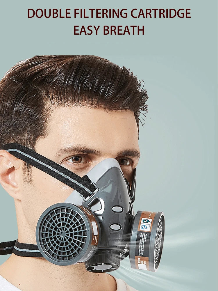 Double Filters Half Face Respirator Dust Gas Mask For Painting Spraying Factory Industry Home Emergency Survival Safety