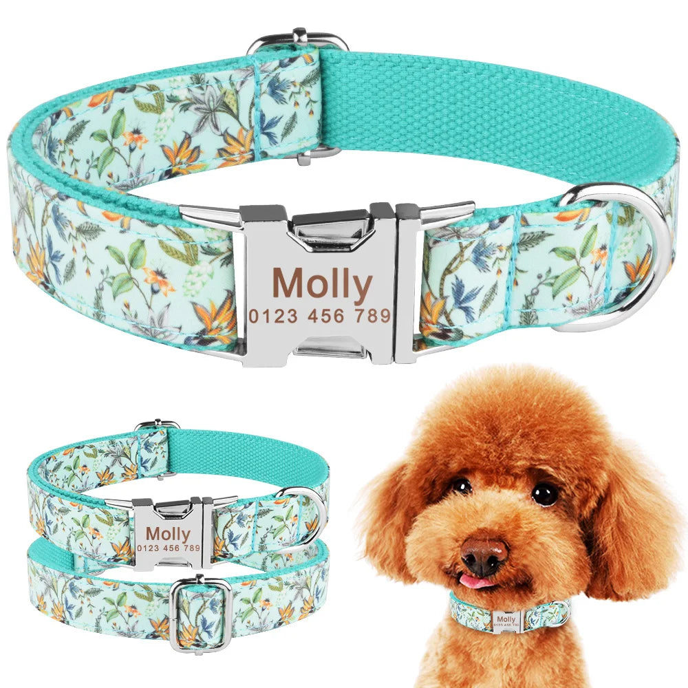 Nylon Fashion Boy Girl Unisex Dogs Collar Products Pet Collar Small Large Personalized Dog Collar Custom Engraved Name ID Tag