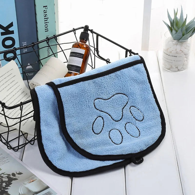 Pet Dog Bath Towel Microfiber Ultra-Absorbent Drying Pet Towel Blanket For Cat Small Dogs With Pocket Large Dogs Bathrobe