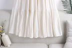 Designer Chic Maxi Skirt Woman 2024 New Summer A-Line Solid Patchwork Skirts Minimalist Casual Loose Pleated Skirts Jupe Femme