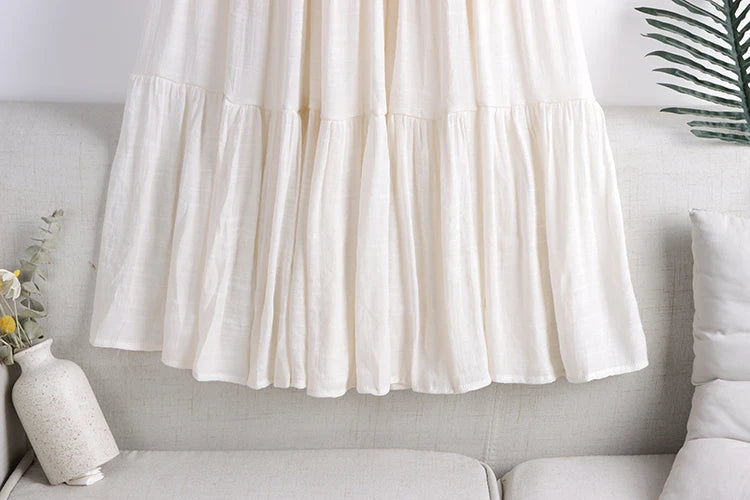 Designer Chic Maxi Skirt Woman 2024 New Summer A-Line Solid Patchwork Skirts Minimalist Casual Loose Pleated Skirts Jupe Femme