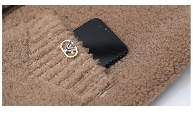 Middle-aged Mothers Faux lamb Wool Coat 2024 Autumn Winter Loose Long-sleeve Outerwear Solid Female Jacket Parkas Casual Tops