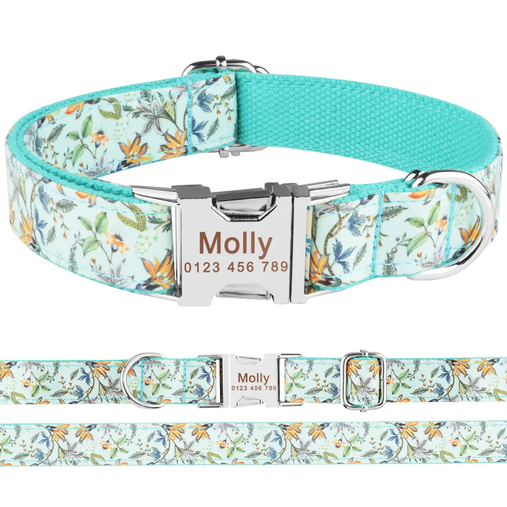 Nylon Fashion Boy Girl Unisex Dogs Collar Products Pet Collar Small Large Personalized Dog Collar Custom Engraved Name ID Tag