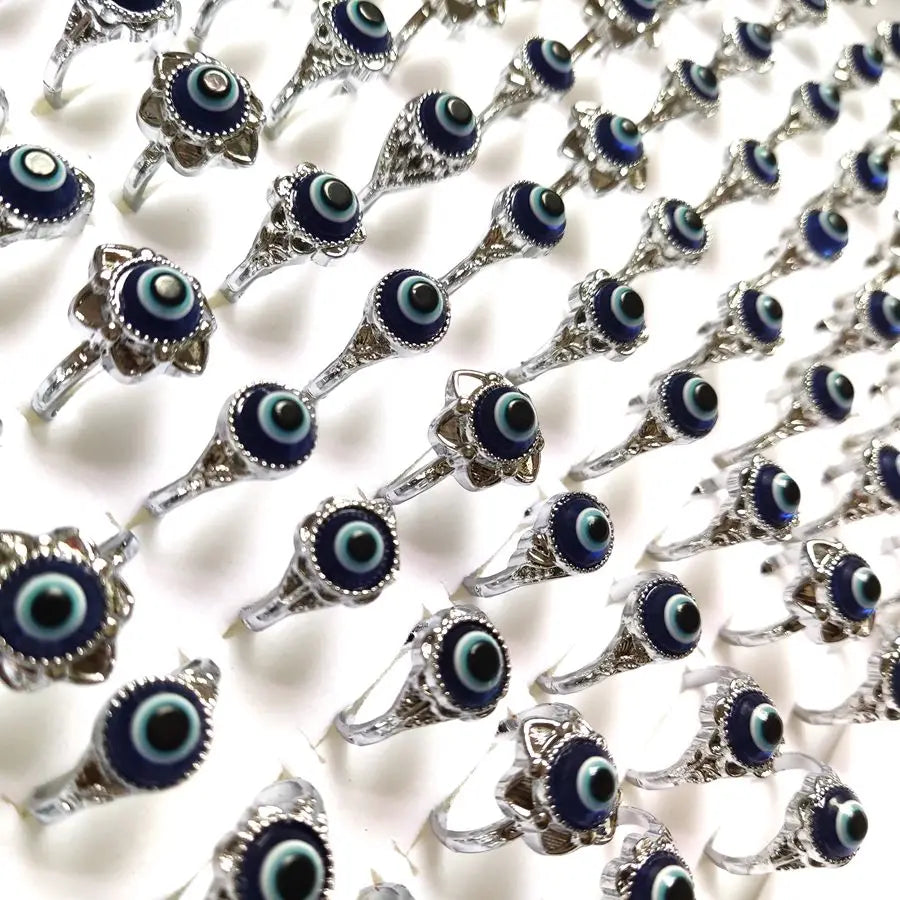 Wholesale 20pcs Evil Blue Eye  Metal Alloy Rings Jewelry
