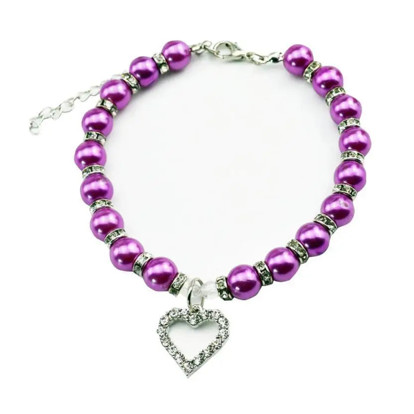 Rhinestone Pet Collar Puppy Dog Cat Imitation Pearl Necklace Pet Accessories Lovely Fashion Pets Dogs Cats Collar