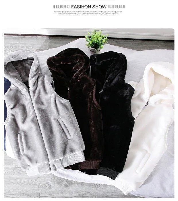 White Wool Vest Jacket Men Autumn Winter Sleeveless Jacket Men Waistcoat Warm Coat Faux Woolen Mens Clothing 2024 Trends