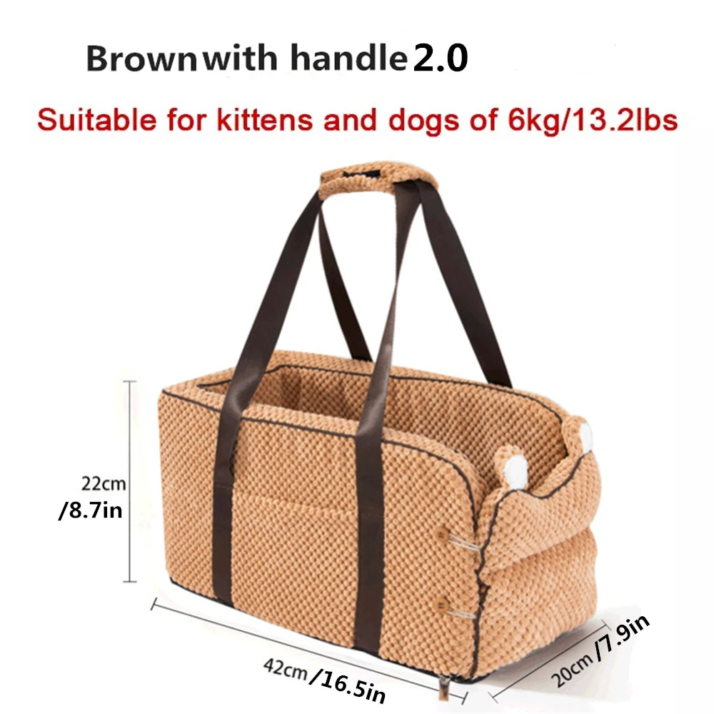 Portable Pet Dog Car Seat Central Control Dog Carrier Non-slip Safe Car Armrest Box Booster Bed For Small Dogs Cats Puppy Travel
