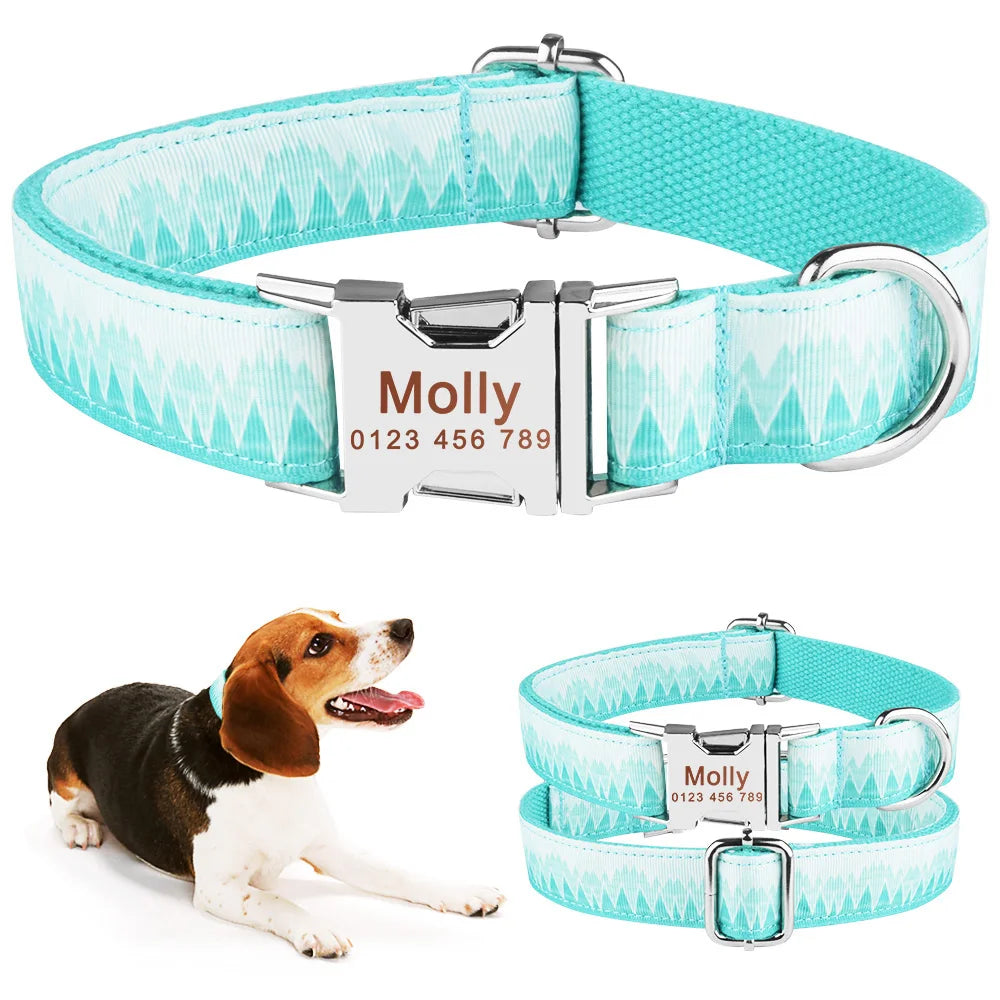 Nylon Fashion Boy Girl Unisex Dogs Collar Products Pet Collar Small Large Personalized Dog Collar Custom Engraved Name ID Tag