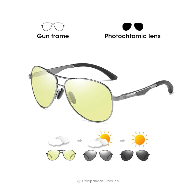 2024 Aviation Driving Photochromic Sunglasses Men Polarized Glasses Women Day Night Vision Driver Eyewear UV400 zonnebril heren