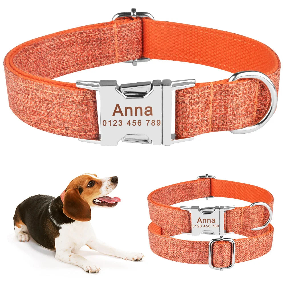 Nylon Fashion Boy Girl Unisex Dogs Collar Products Pet Collar Small Large Personalized Dog Collar Custom Engraved Name ID Tag