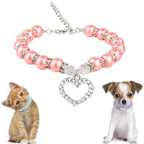 Rhinestone Pet Collar Puppy Dog Cat Imitation Pearl Necklace Pet Accessories Lovely Fashion Pets Dogs Cats Collar