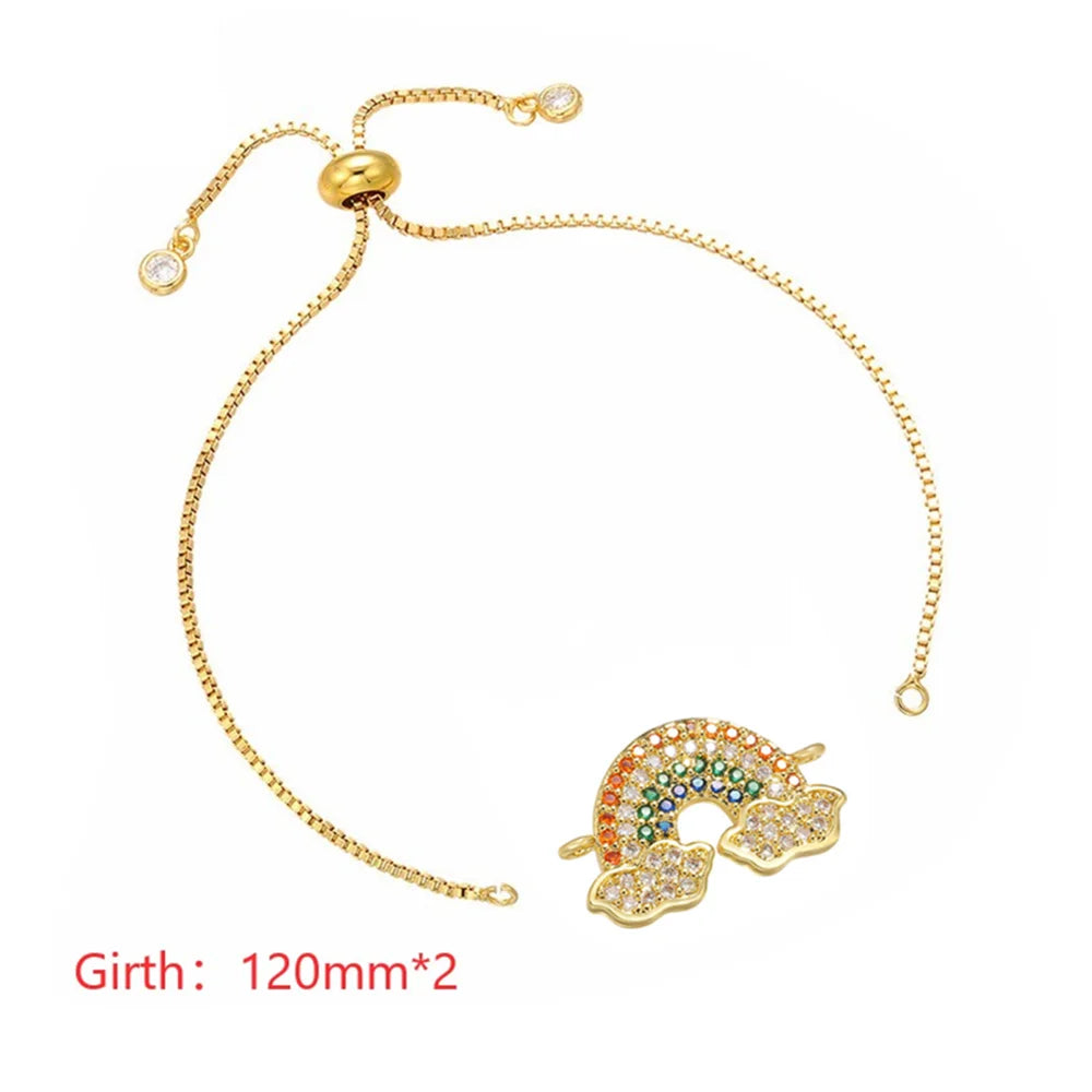 HECHENG 13styles rainbow Adjustable Bracelets CZ Gold color Wholesale geometric design For Women Bling DIY Gift Colorful VS425
