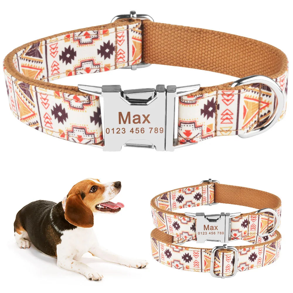 Nylon Fashion Boy Girl Unisex Dogs Collar Products Pet Collar Small Large Personalized Dog Collar Custom Engraved Name ID Tag