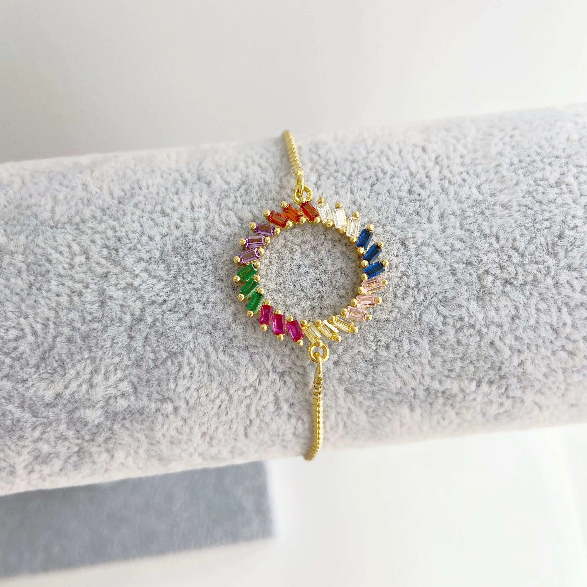 HECHENG 13styles rainbow Adjustable Bracelets CZ Gold color Wholesale geometric design For Women Bling DIY Gift Colorful VS425