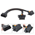 Hot Selling OBD2 Male to Dual Female Elbow Extension Cable with 16pins Available to Connected 1 IN 2 Converted OBD 2 Adapter