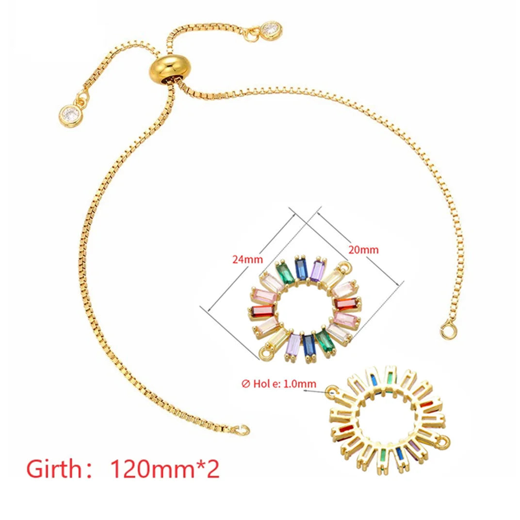HECHENG 13styles rainbow Adjustable Bracelets CZ Gold color Wholesale geometric design For Women Bling DIY Gift Colorful VS425