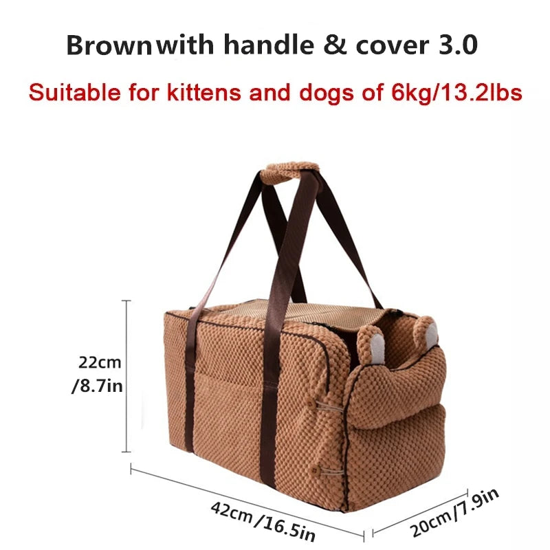 Portable Pet Dog Car Seat Central Control Dog Carrier Non-slip Safe Car Armrest Box Booster Bed For Small Dogs Cats Puppy Travel