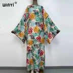 WINYI Cotton feeling robe longue hiver Elegant Long Sleeve african dresses for women Stripe Print Female dresses Vestdios abaya