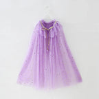Summer Girl Princess Party Accessories Cloak Snow Queen Elsa Anna Costume Cape Rapunzel Aurora Sequins Tulle Halloween Mantle